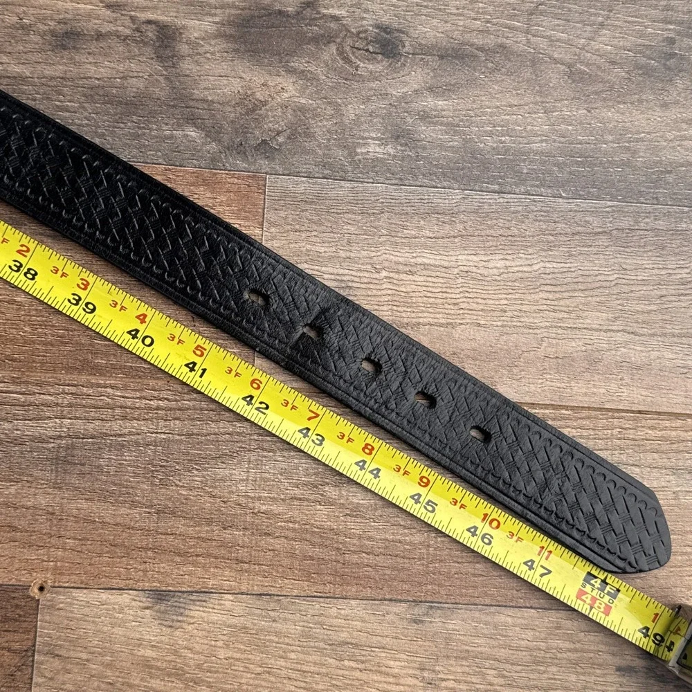 Vintage Ranger Belt Co Western Leather‎ Belt Basketweave Tooled Mens Black 42